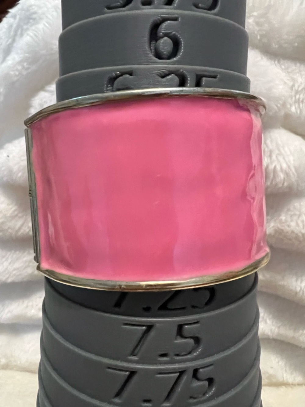 Pink and Orange Enamel Hinged Statement Bracelet - Picture 6 of 6
